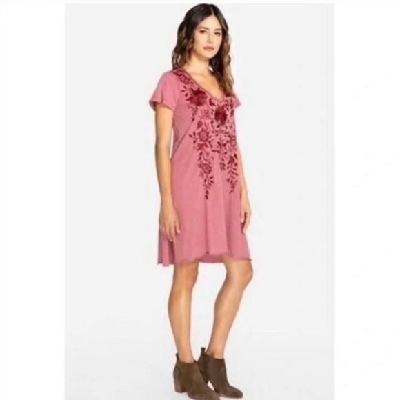 Johnny Was Simon Draped Tunic Embroidered Vino Dress - Picture 2 of 8